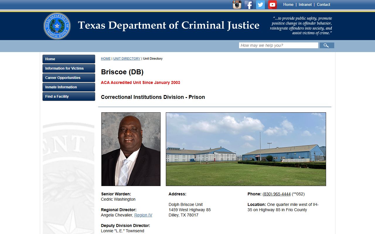 Dolph Briscoe Unit inmate lookup TDCJ facility profile